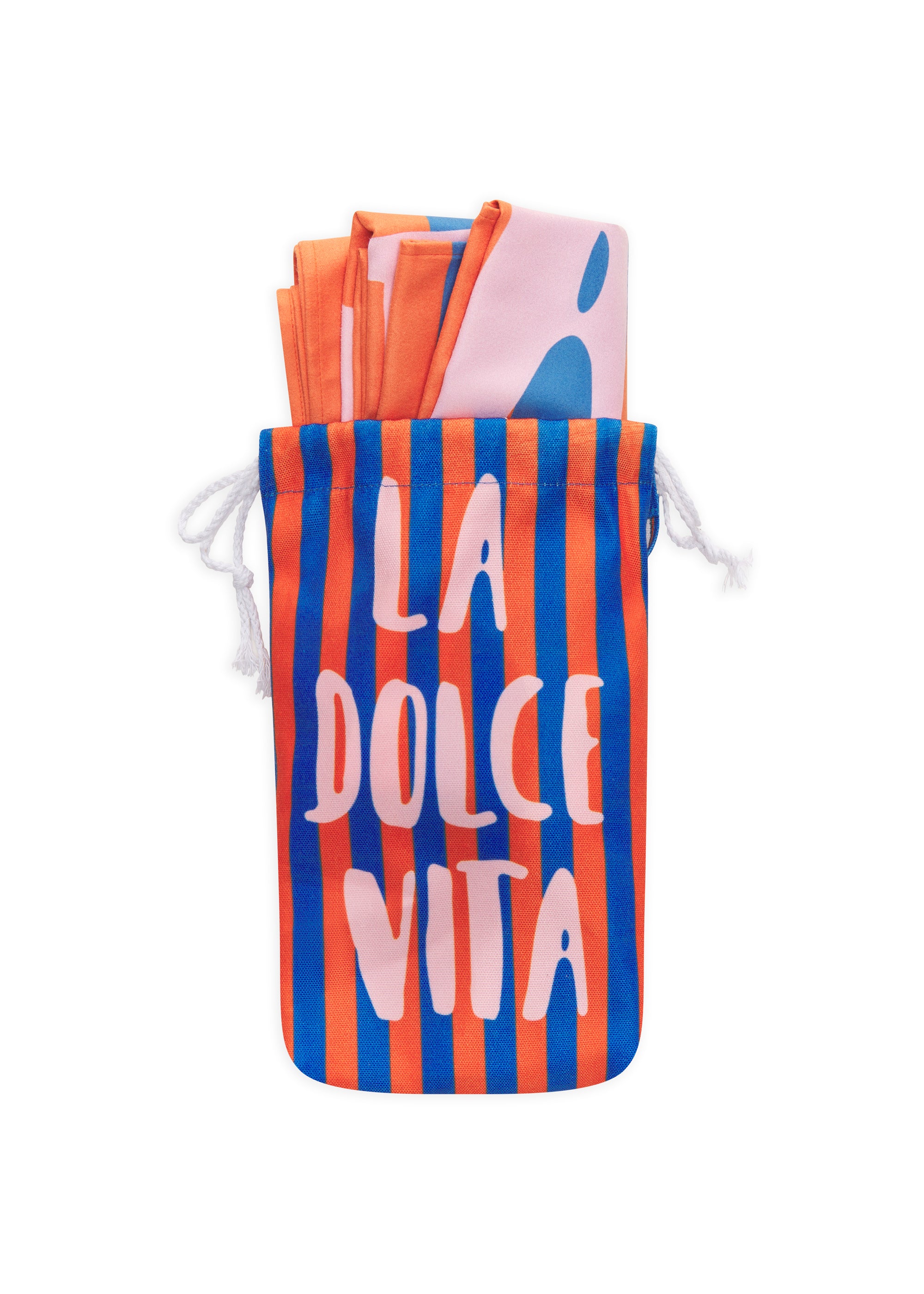 codello-strandtuch-aus-microfaser-mit-streifen-und-la-dolce-vita-schriftzug image 1
