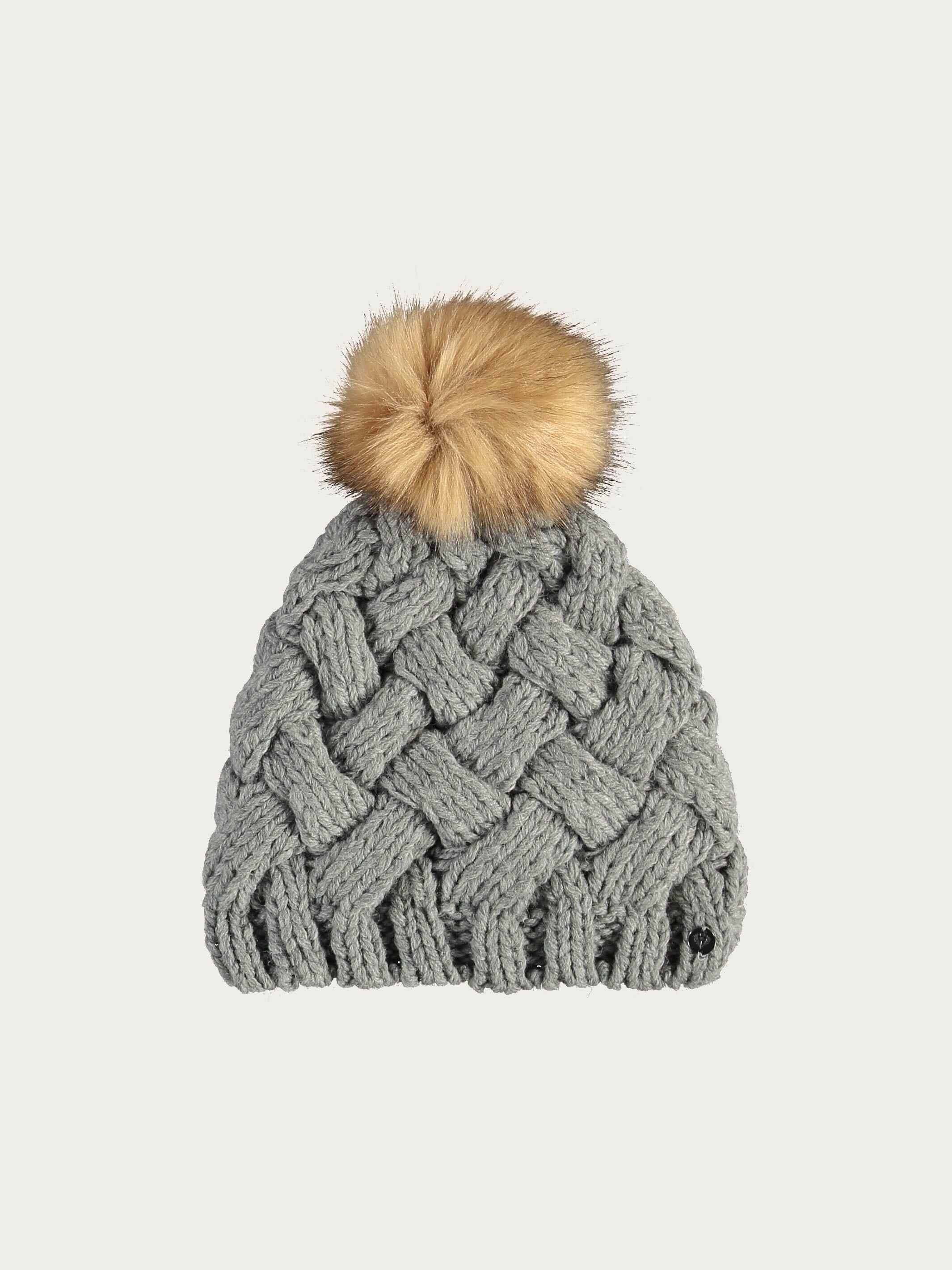 fraas-strickm-tze-wollmischung-mit-kunsthaar-bommel-blau image 4