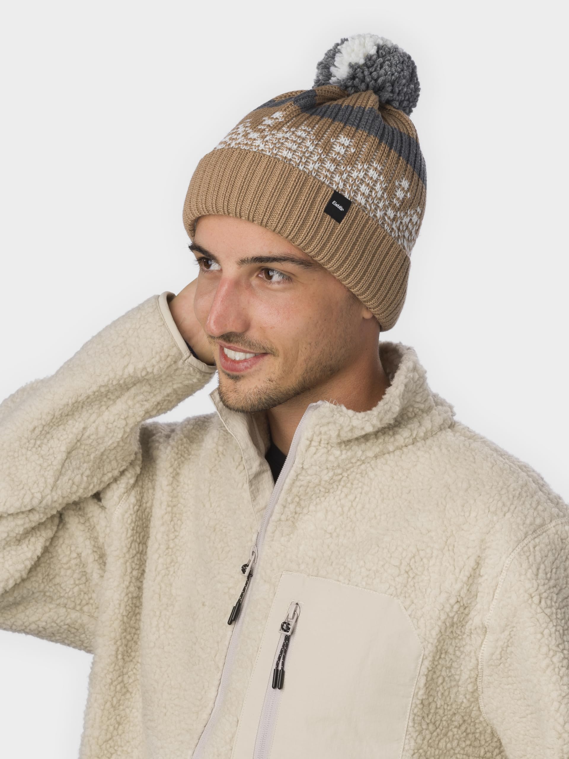 eisb-r-norrak-pompon-m-tze-cappuccino-merino-norwegerm-tze-unisex-mit-fleece-und image 6