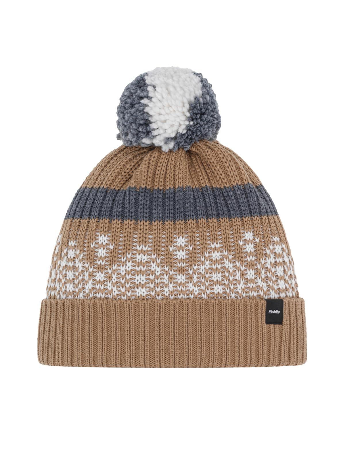 eisb-r-norrak-pompon-m-tze-cappuccino-merino-norwegerm-tze-unisex-mit-fleece-und image 1