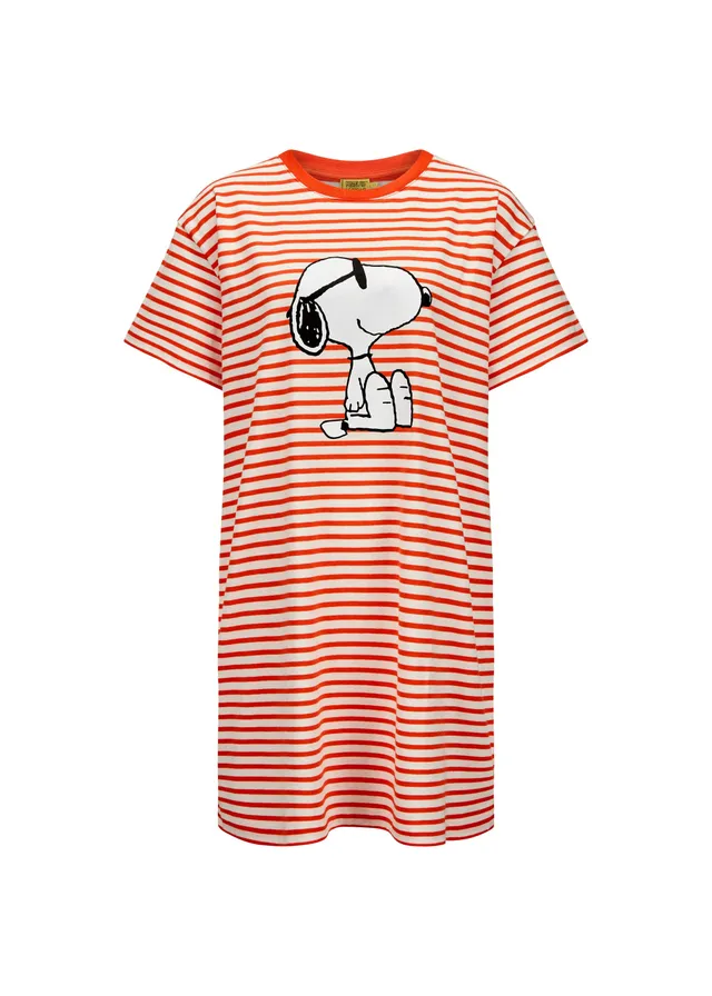 codello-x-peanuts-t-shirt-kleid-aus-baumwolle-mit-streifen-snoopy-motiv image 1
