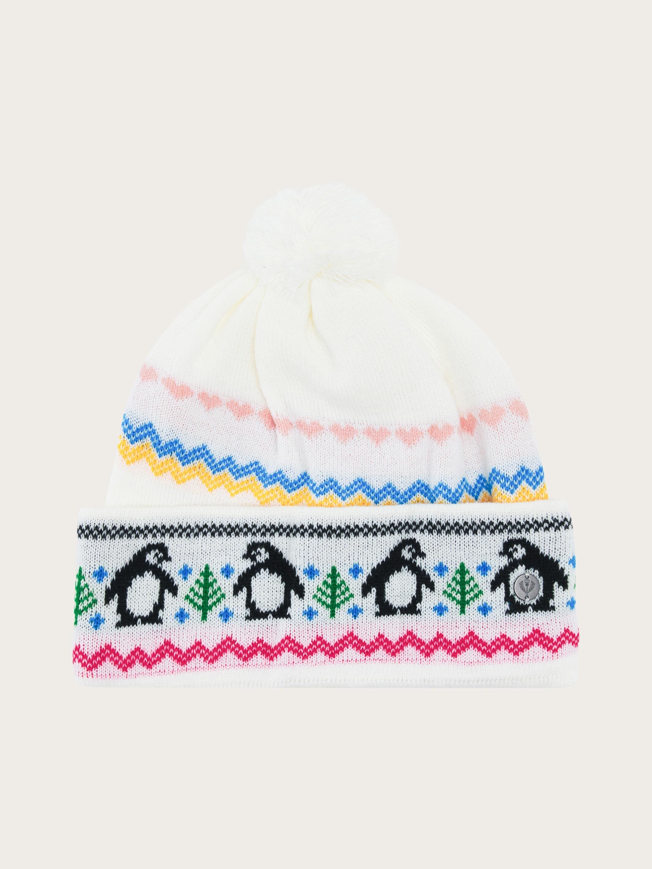 fraas-damen-strickm-tze-mit-pinguin-motiv-und-bommel-26-5-x-21-cm image 2