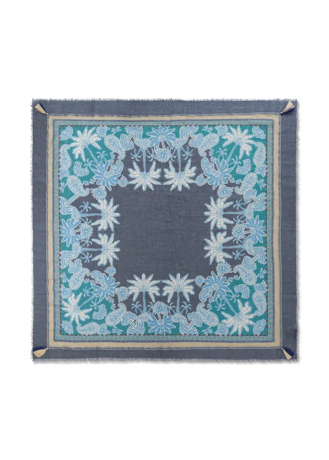 codello-tuch-aus-baumwoll-mix-mit-palmenmotiven-shades-of-blue image 1