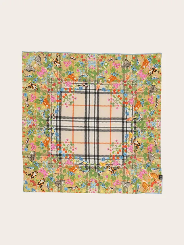 fraas-plaid-nickituch-aus-seide-mit-karo-und-tier-print-51-x-51-cm image 1
