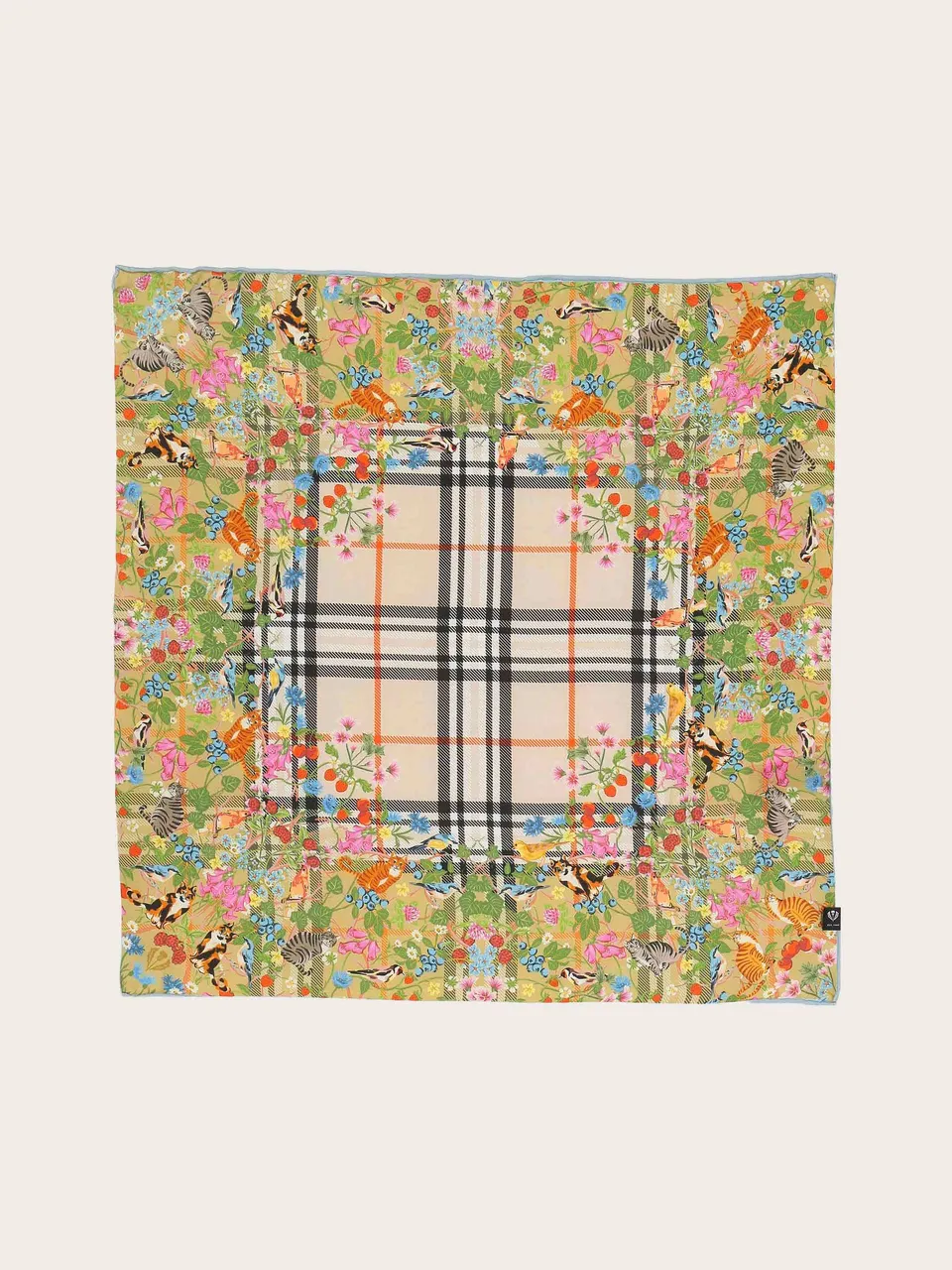 fraas-plaid-nickituch-aus-seide-mit-karo-und-tier-print-51-x-51-cm image 1
