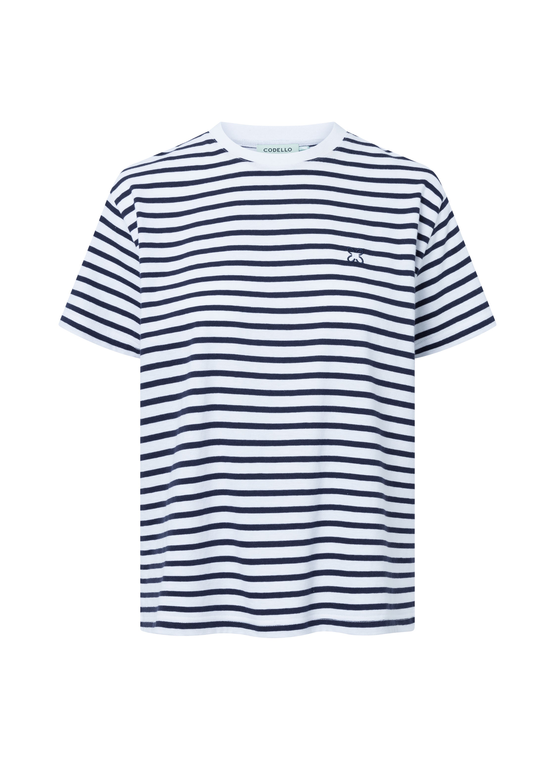 codello-t-shirt-aus-baumwolle-mit-navystreifen-und-logo-stitching-wei image 2