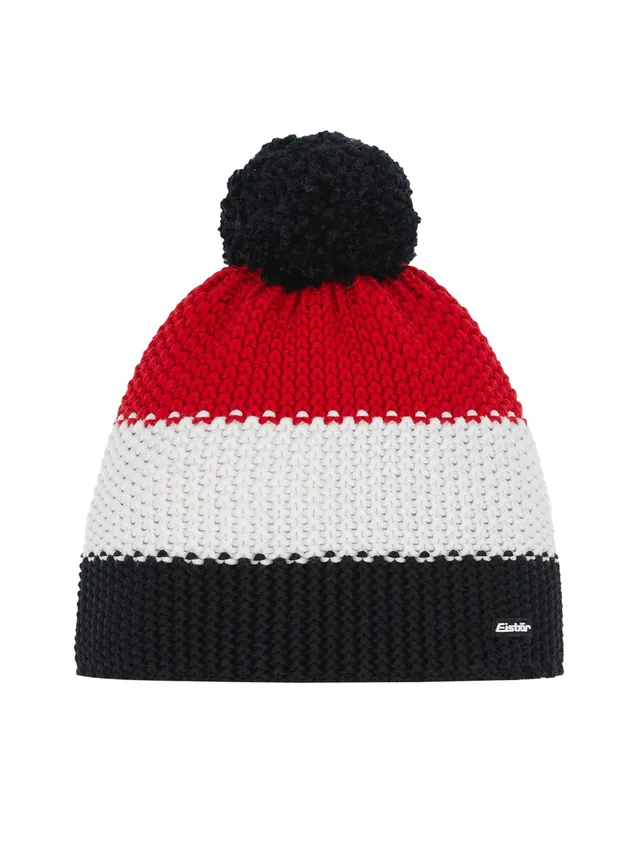 eisb-r-star-pompon-unisex-m-tze-mit-innenfleece-grobstrick-blockstreifen image 1
