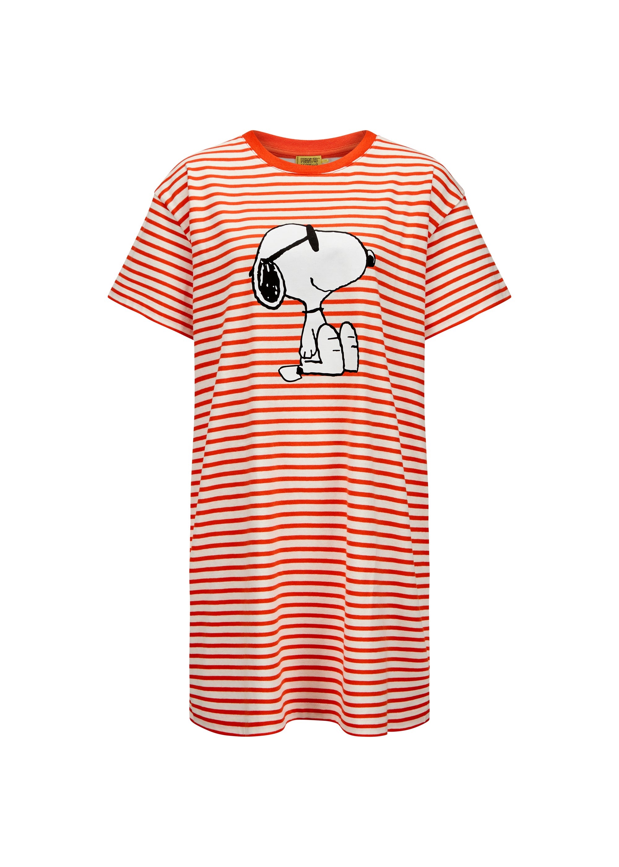 codello-x-peanuts-t-shirt-kleid-aus-baumwolle-mit-streifen-snoopy-motiv image 1