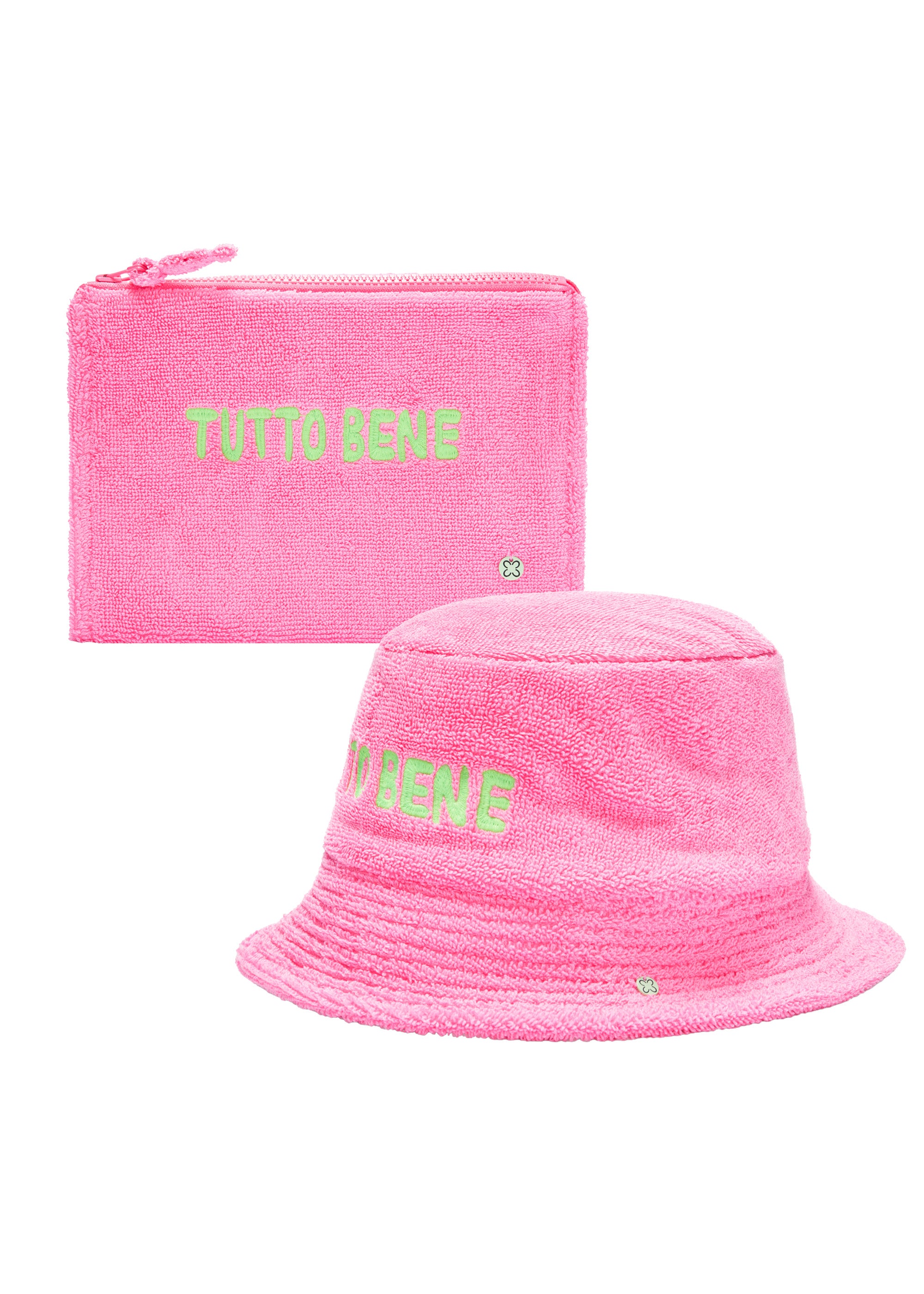 codello-x-peanuts-set-aus-bucket-hat-und-clutch-in-pink-baumwoll-frottee image 1