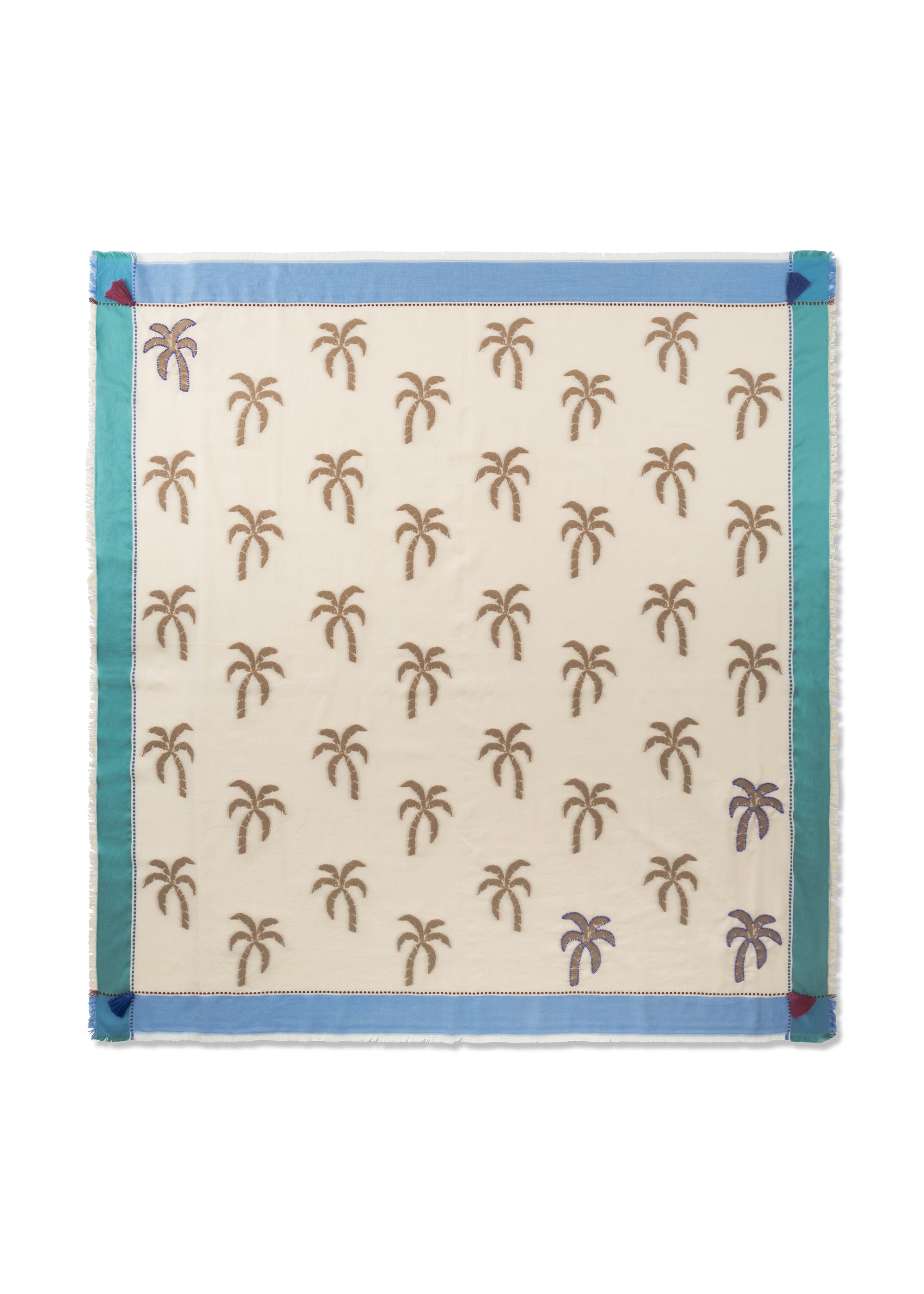 codello-jacquard-tuch-aus-baumwoll-mix-mit-palmenmotiven-und-perlenstickerei image 1