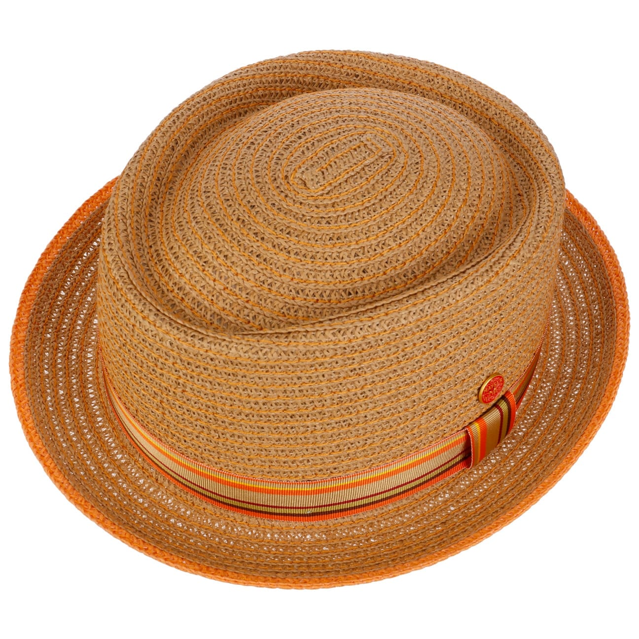 mayser-andy-orange-pork-pie-strohhut-papierstroh image 4