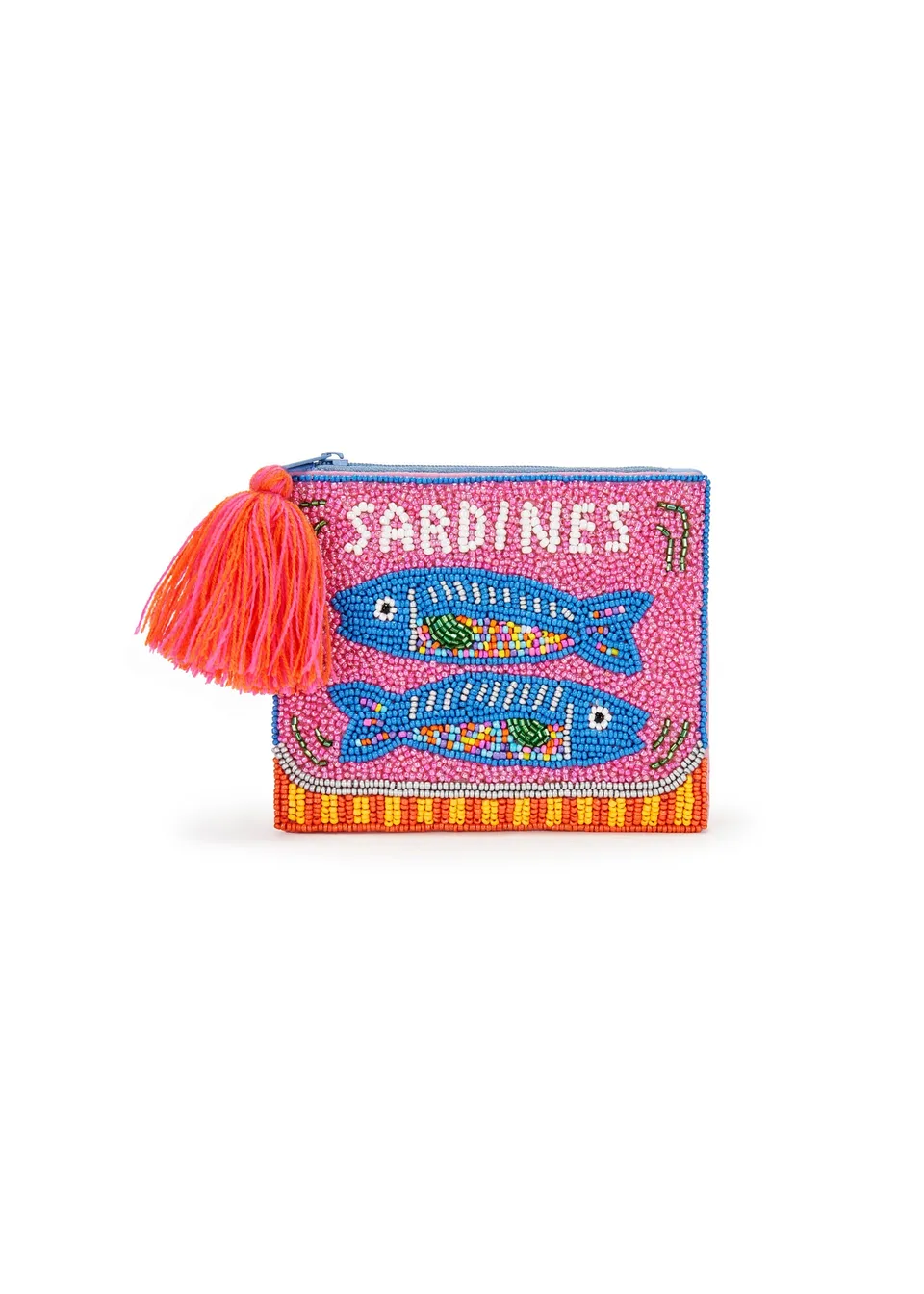 codello-t-schchen-sardines-pink-blau-mit-quaste-perlenbestickt image 1