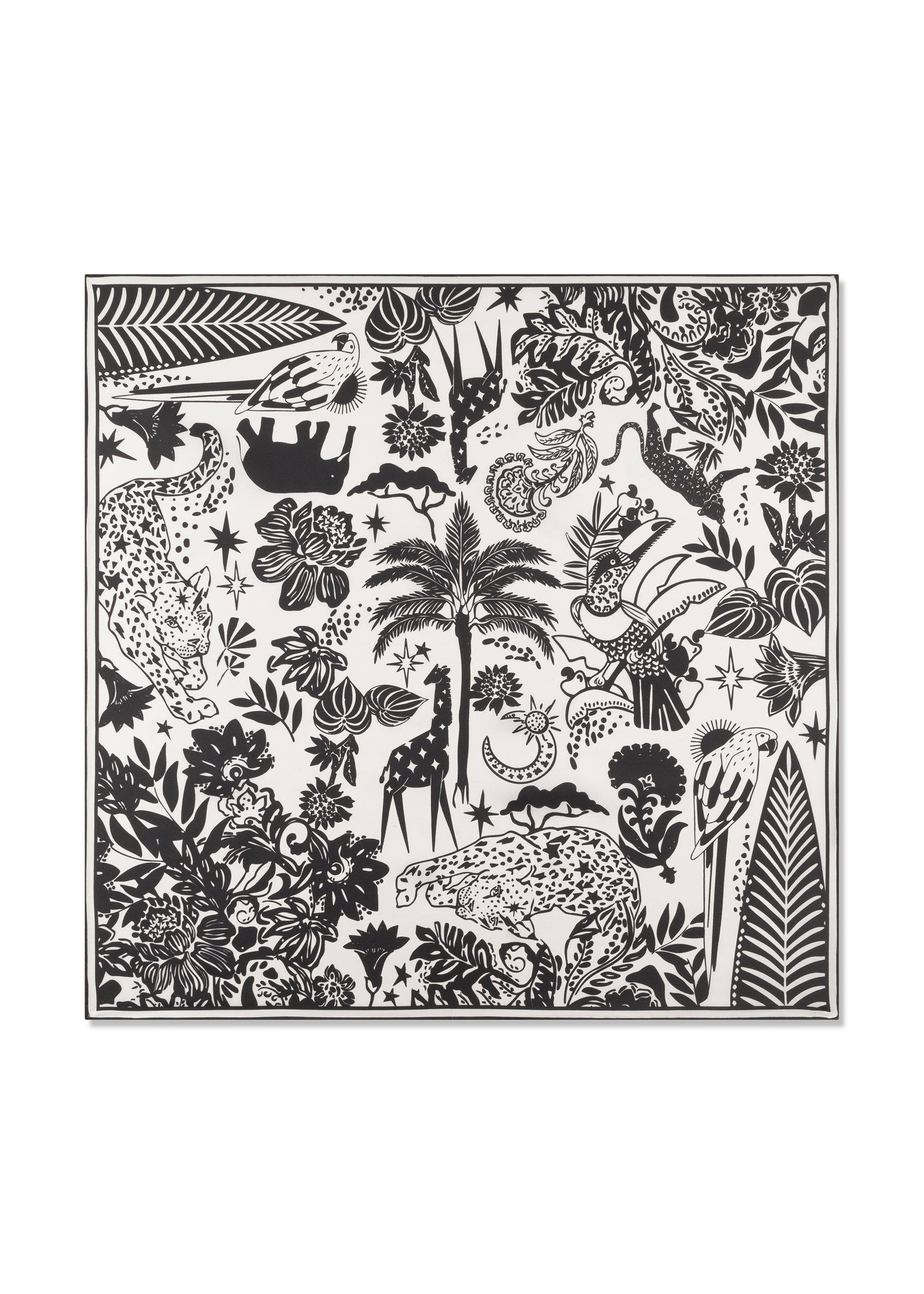 codello-nickituch-aus-reiner-seide-mit-dschungel-motiven-schwarz-wei image 1