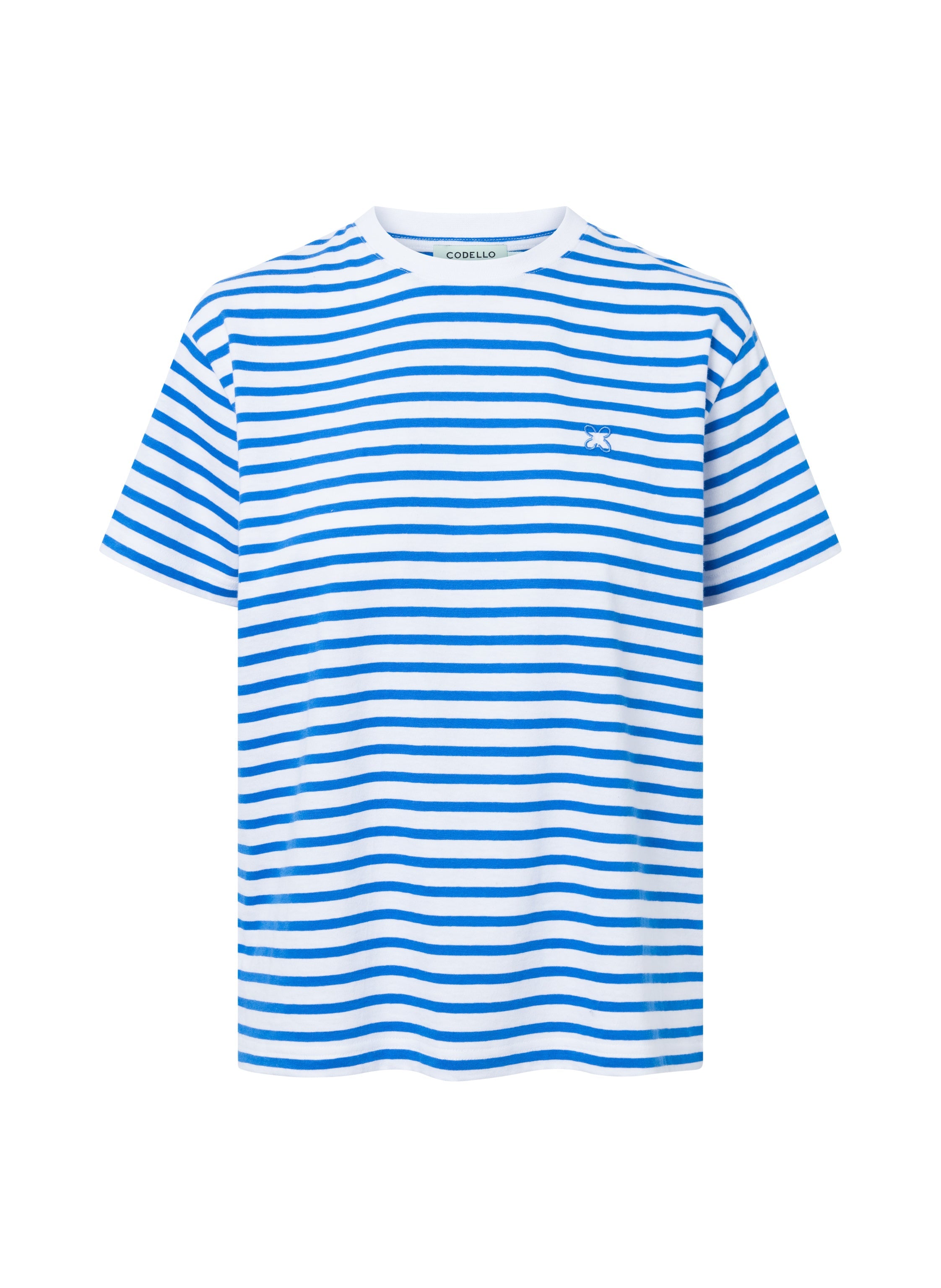 codello-t-shirt-aus-baumwolle-mit-navystreifen-und-logo-stitching-wei image 1