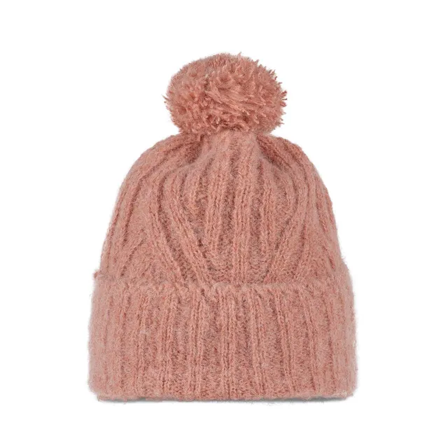 buff-knitted-nerla-strickm-tze-mit-bommel-alpaka-wollmischung-unisex image 1