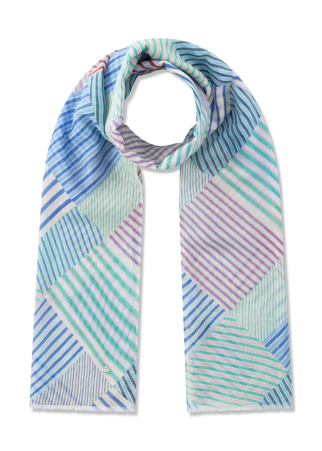 codello-baumwoll-schal-mit-streifenmix-in-blau-mint-und-ros image 1