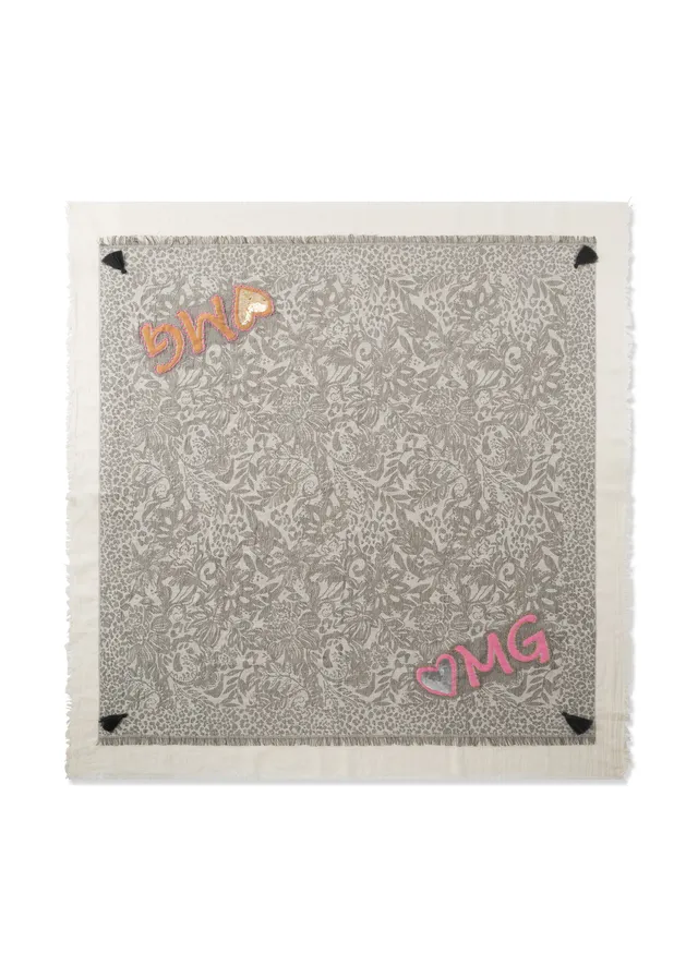 codello-jacquard-tuch-aus-baumwolle-mit-leomuster-wei-grau image 1