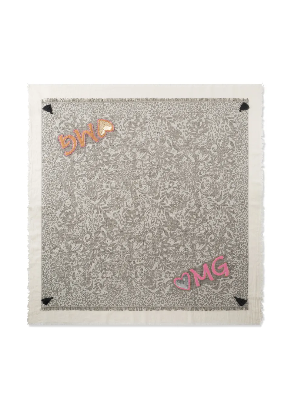 codello-jacquard-tuch-aus-baumwolle-mit-leomuster-wei-grau image 1