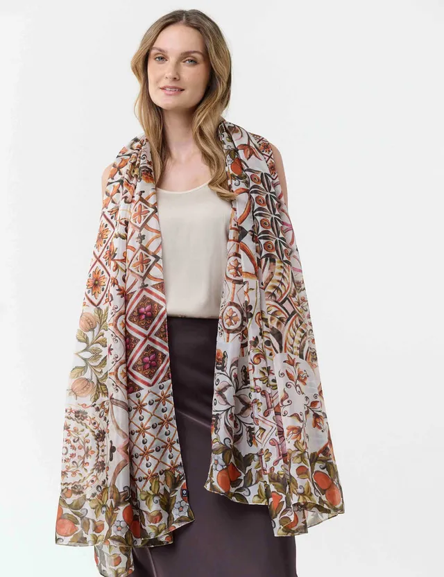 fraas-xl-seiden-stola-mit-mosaik-design-zitronen-100-x-200-cm image 1