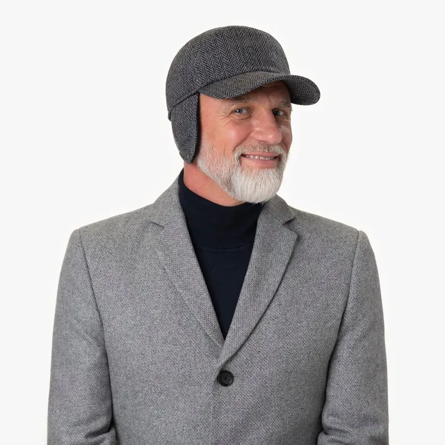 mayser-herringbone-cap-mit-ohrenklappen-woll-baseballcap-mit-fischgr-tmuster image 1