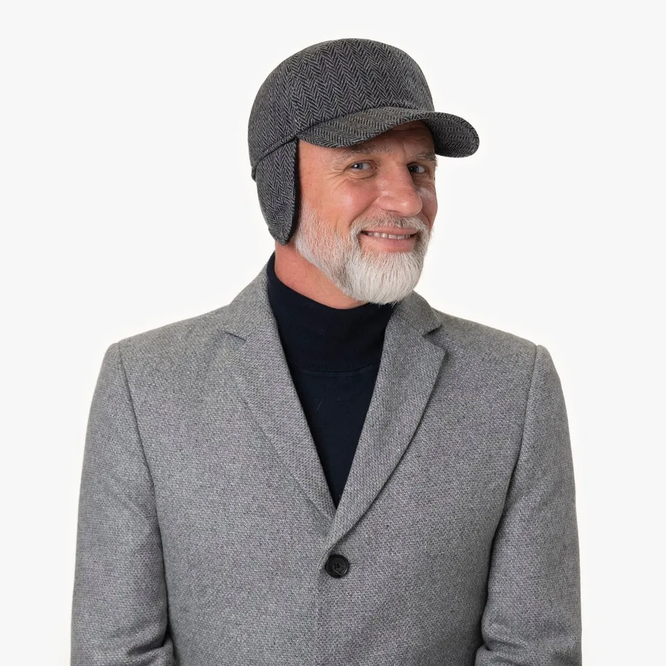 mayser-herringbone-cap-mit-ohrenklappen-woll-baseballcap-mit-fischgr-tmuster image 1