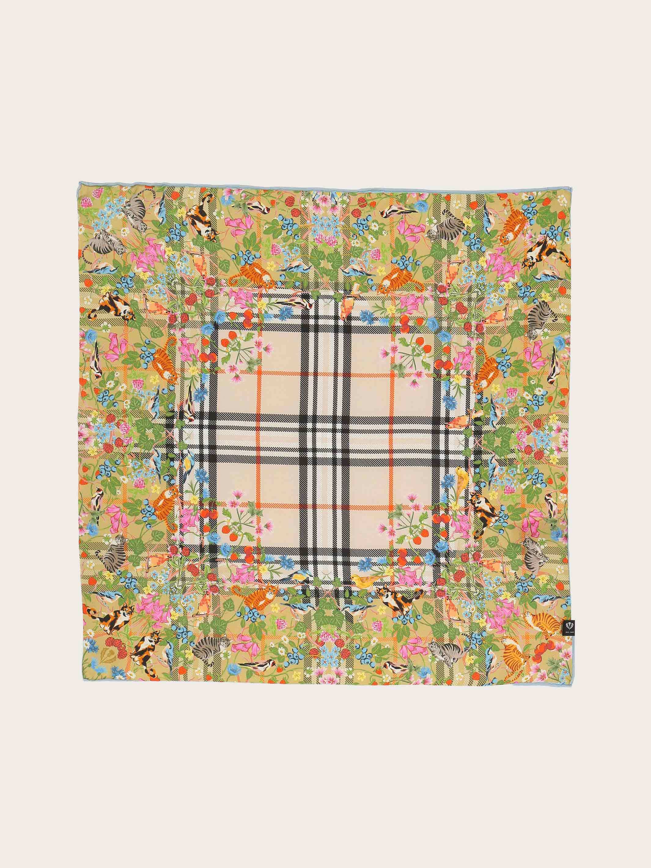 fraas-plaid-nickituch-aus-seide-mit-karo-und-tier-print-51-x-51-cm image 1