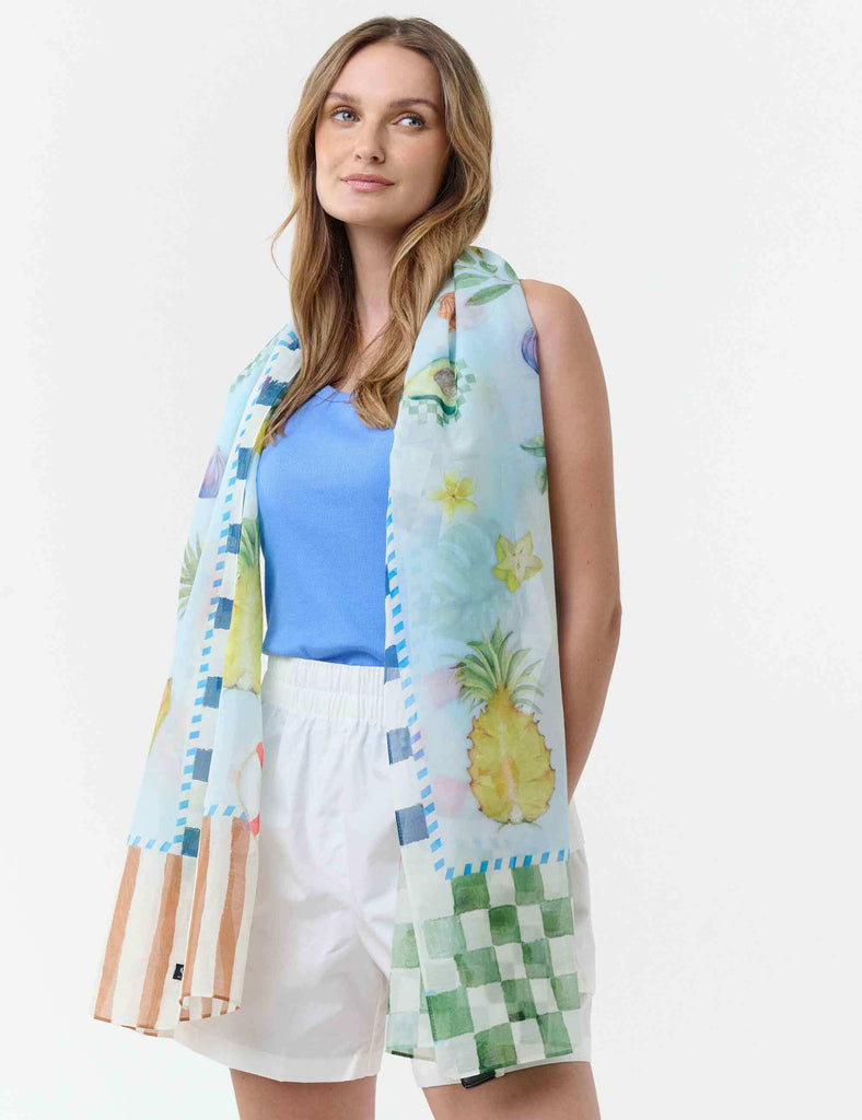 fraas-schal-mit-urlaubs-motiven-im-seiden-mix-65-x-180-cm image 1