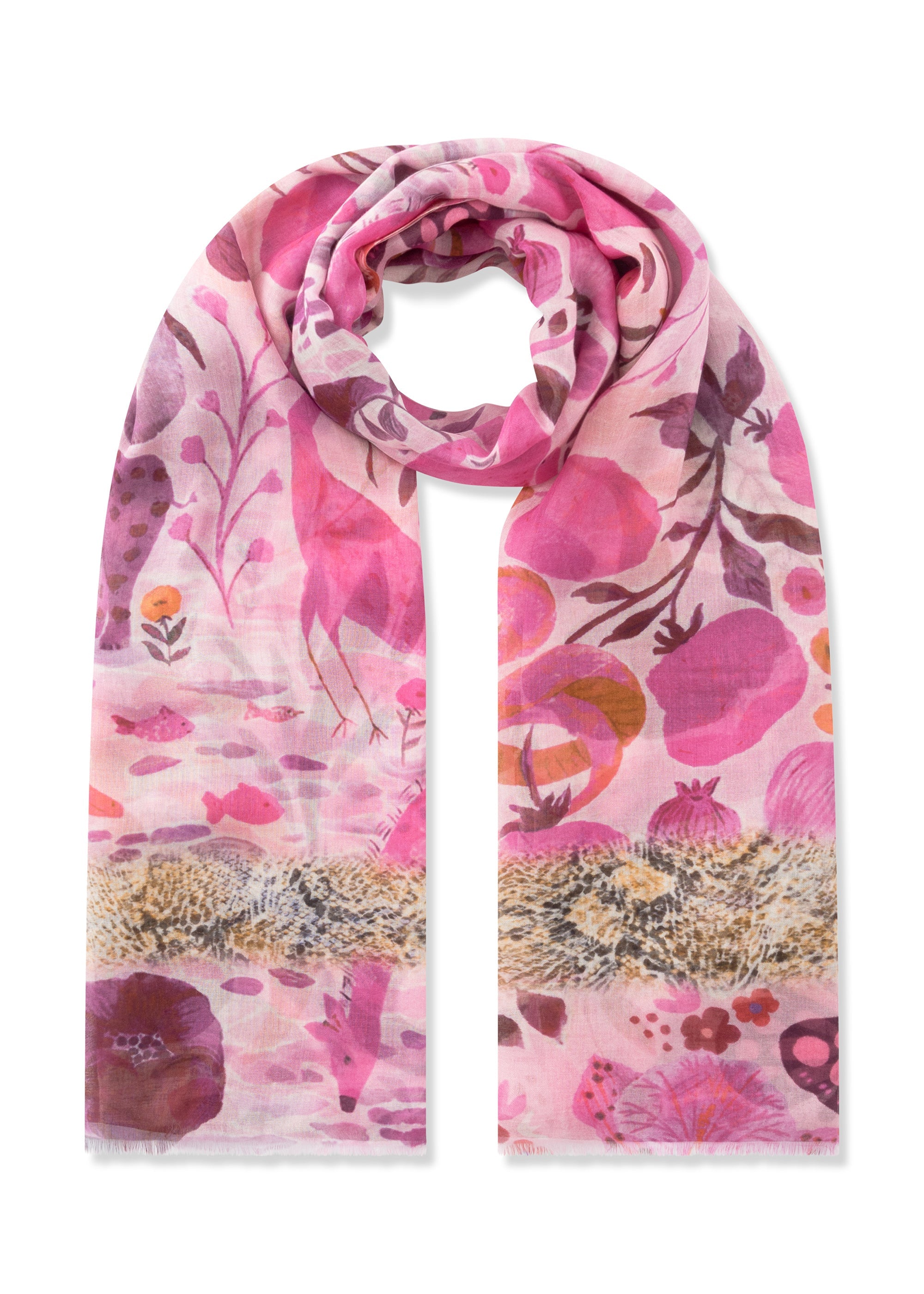 codello-schal-aus-modal-seide-mix-mit-dschungel-motiven-pink-beige image 1