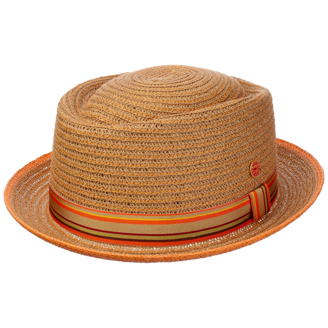 mayser-andy-orange-pork-pie-strohhut-papierstroh image 3