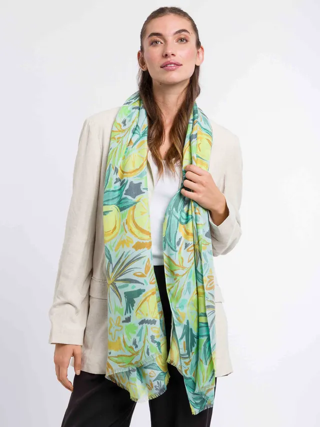 fraas-sustainability-collection-schal-mit-tropischem-pflanzen-design-aus-viskose image 1