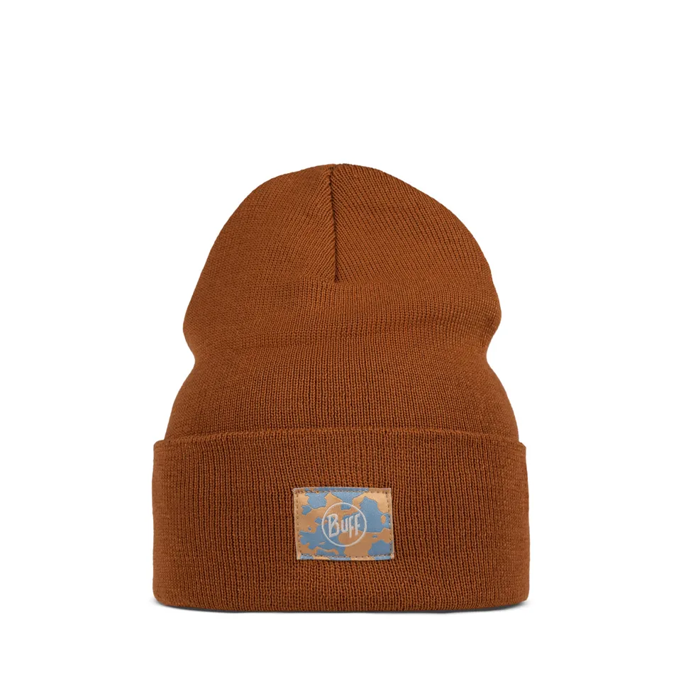 buff-knitted-hat-youth-bommelm-tze-zweilagig-recycelt image 1
