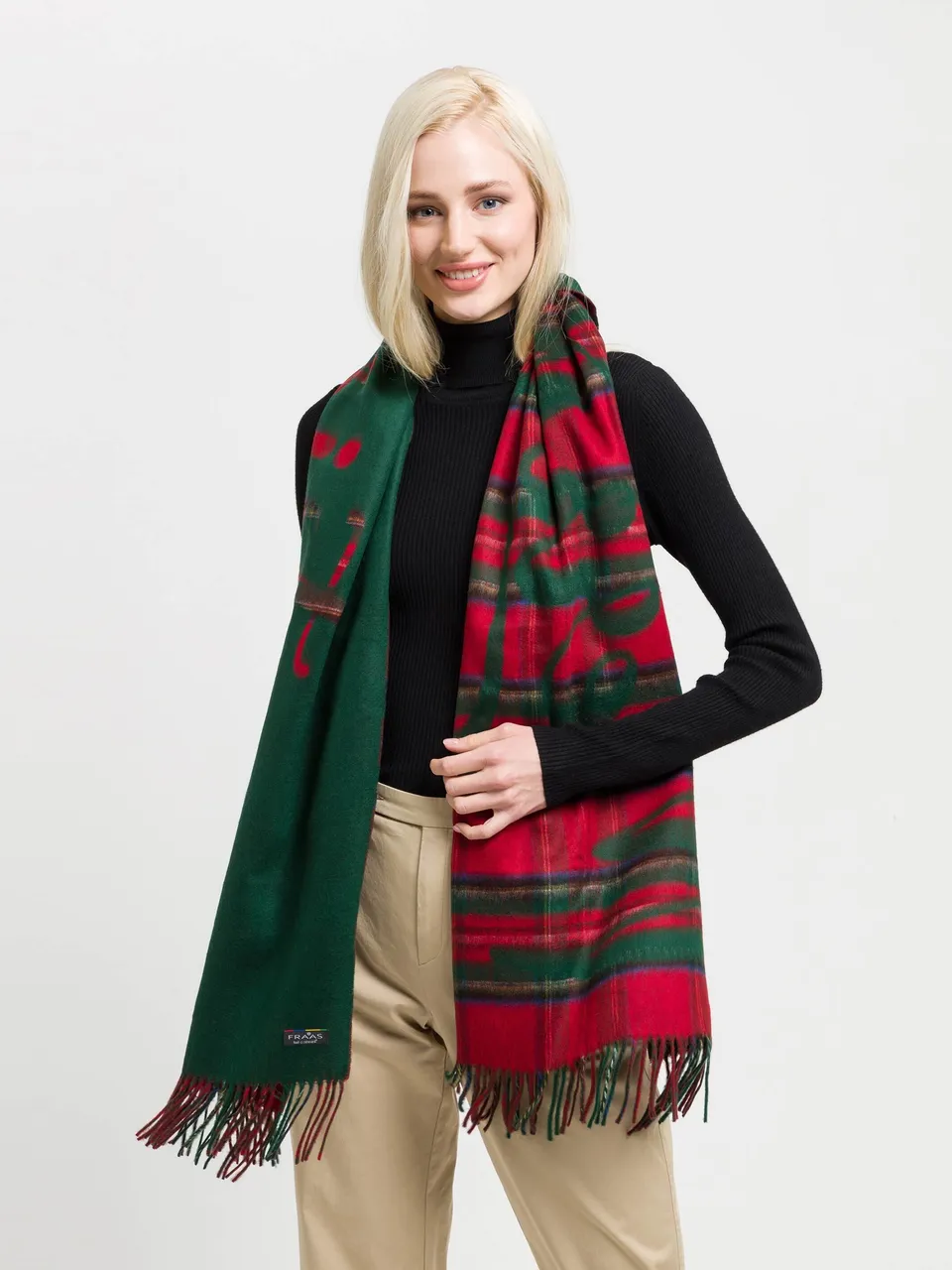 fraas-cashmink-schal-merry-christmas-karo-design-56-x-200-cm image 1