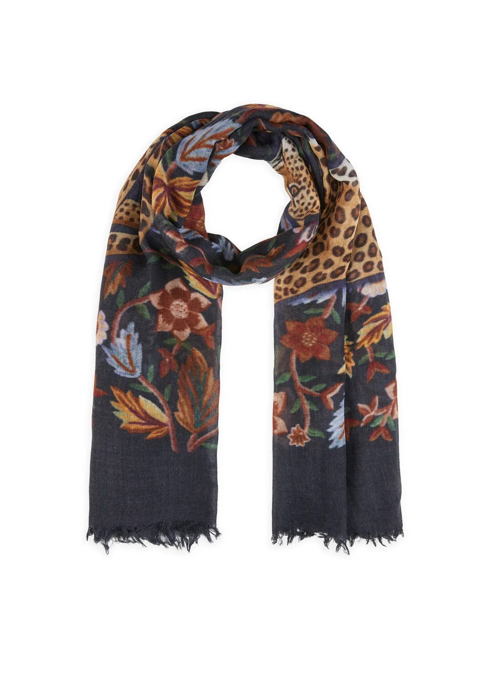 codello-schal-wolle-mit-leopard-und-blumen-motiven image 1