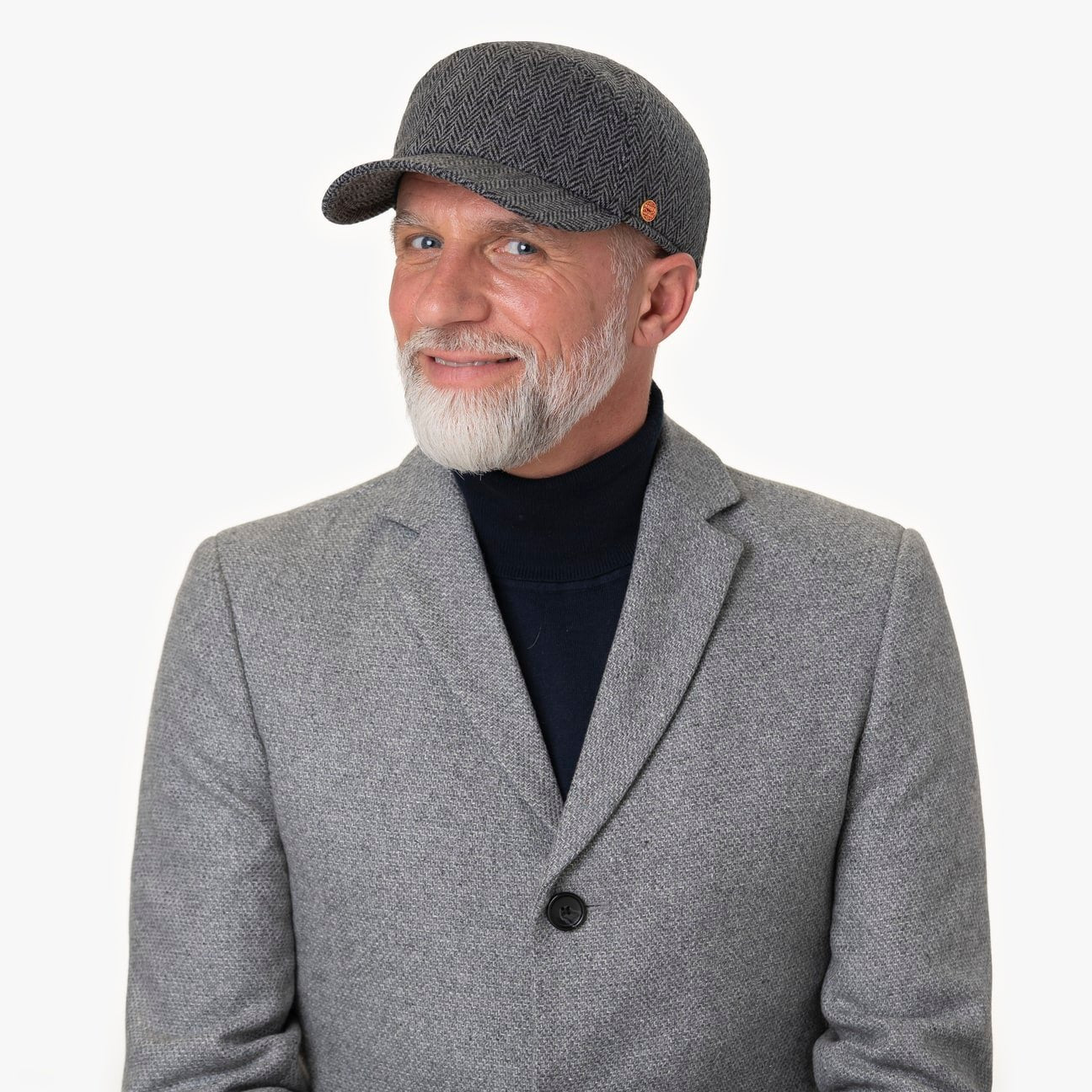 mayser-herringbone-cap-mit-ohrenklappen-woll-baseballcap-mit-fischgr-tmuster image 2