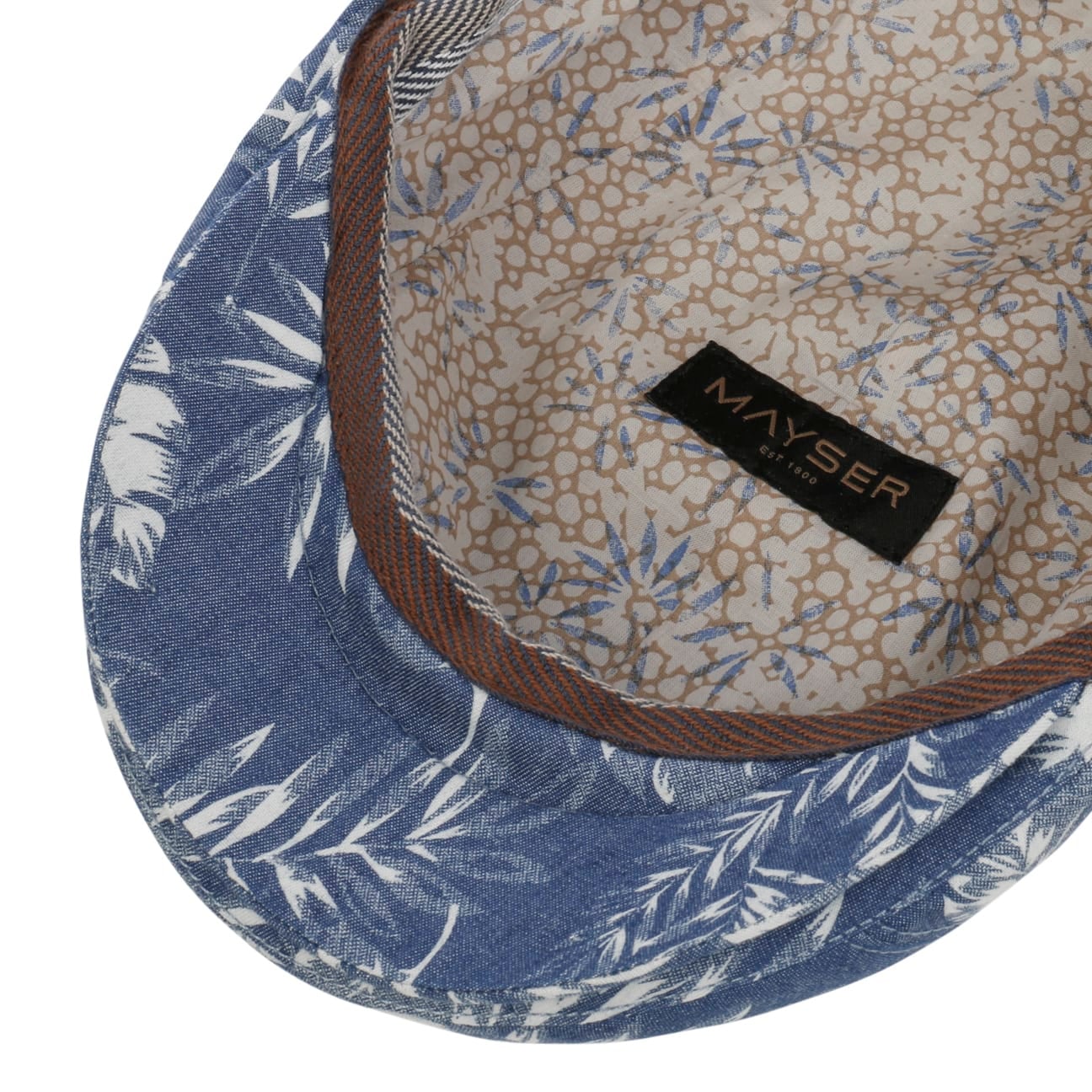 mayser-flower-denim-flatcap-flatcap-mit-bl-ttermuster image 4